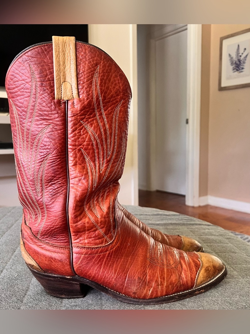 90s Vintage FRYE Mens Sz 12 Western Cowboy 2 Tone Boots